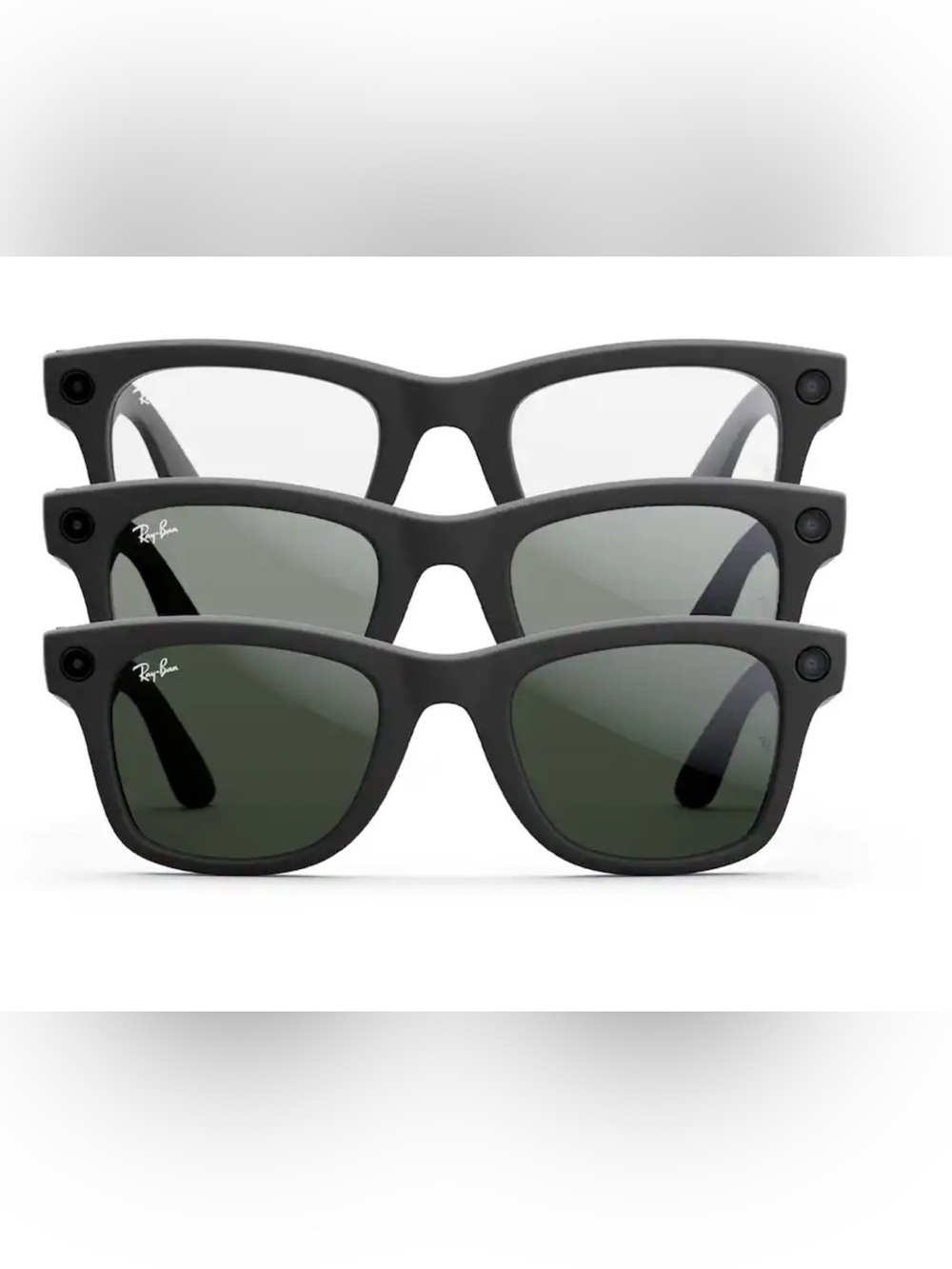 Ray-Ban Meta Matte Black Frame Sunglasses with Transitions to Green Lenses. NEW